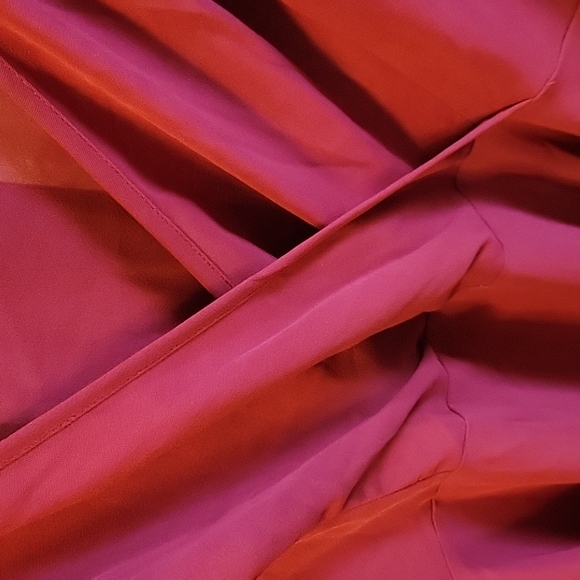 Red Faux Wrap Dress with Waist Tie - Picture 4 of 5